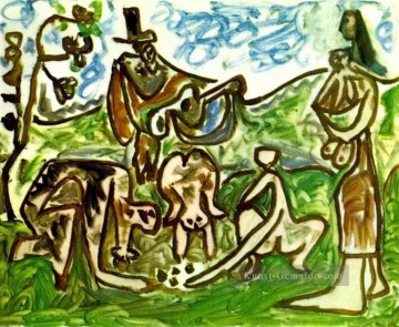  paysage - Guitariste et personnages dans un paysage I 1960 kubismus Pablo Picasso